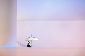 Woman With Pastel Umbrella by Christine von Diepenbroek