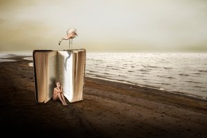 Woman in Giant Book by Christine von Diepenbroek