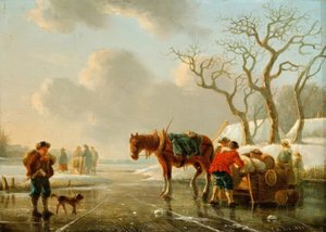 Winter Evening by the Frozen River