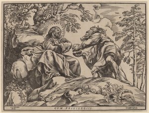 The Temptation of Christ by the Devil by Christoffel Jegher after Sir Peter Paul Rubens
