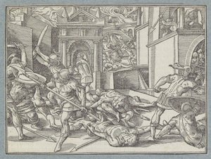 Fighting Soldiers in a City (Battle in Jerusalem) by Christoffel van Sichem (I)