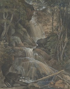 A Waterfall in a Forest at Langhennersdorf by Christoph Nathe