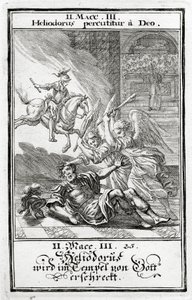 God Frightens Heliodorus in a Temple, 2 Maccabees (3:21-28), 1695 by Christoph Weigel