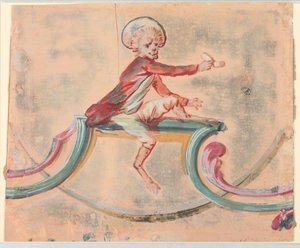 Male Monkey Sits on Decorative Frieze
