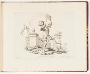 Plate 10, The Tambourine, Monkey Antics or Different Actions of Human Life Represented by Monkeys by Christophe Huet