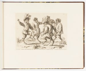Plate 12, Le Branle (The Branle), Monkey Antics or Different Actions of Human Life Represented by Monkeys by Christophe Huet