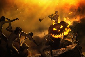 Fiery Pumpkin Summoning by Christophe Kiciak