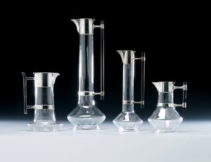 A Silver-Mounted Claret Jug and Other Glassware
