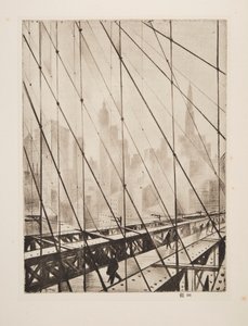 Looking Through Brooklyn Bridge, pub. 1921