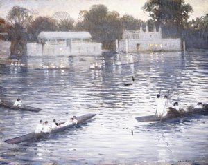 Sunday Evening, Punts on the Thames at Henley by Christopher Richard Wynne Nevinson