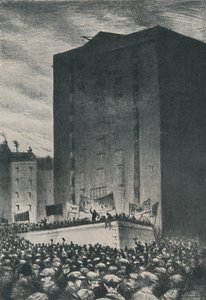The Railway Strike - Meeting on Tower Hill, 1919 by Christopher Richard Wynne Nevinson