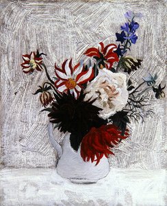 Dahlias and Larkspur
