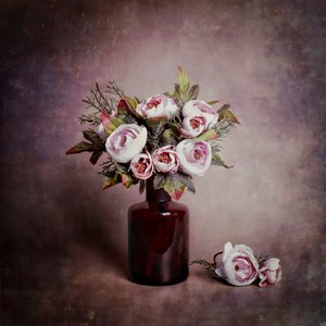 Pink Floral Still Life by Cicek Kiral