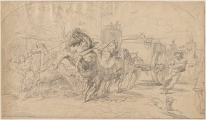 The Runaway Carriage by Circle of Eugène Delacroix
