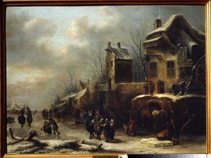 Skating Rink on a River by Claes  Molenaer