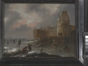 Winter Landscape with Skaters by Claes (1630 76) Molenaer
