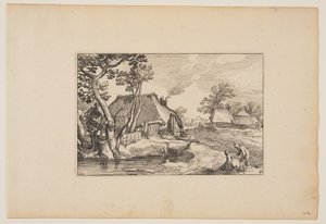 Old Man and Woman Resting at a Pond, from Landscapes