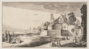 Bleaching-Field in Front of a Fort on a River, from Landscapes by Claes Jansz. Visscher II