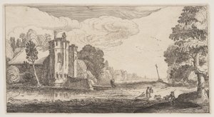 Country House with Two Hexagonal Towers, from Landscapes by Claes Jansz. Visscher II