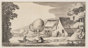 Farmer and Woman Farmer in a Row-Boat, from Landscapes (Pleasant Landscapes)