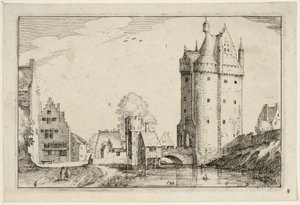 Town Gate, plate two after Pictures of Farms, Country Houses and Rustic Villages by Claes Jansz. Visscher II