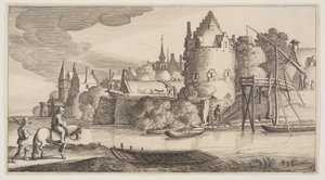 Town Situated at a River, from Landscapes (Playsante Lantschappen) by Claes Jansz. Visscher II