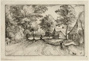 Village Road, plate four after Pictures of Farms, Country Houses and Rustic Villages by Claes Jansz. Visscher II