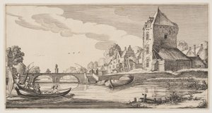 Village on a River, from Landscapes by Claes Jansz. Visscher II