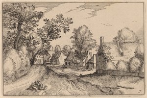 Village Road by Claes Jansz Visscher after Johannes van Doetechum, the Elder after Lucas