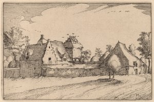 Walled Farm by Claes Jansz Visscher after Johannes van Doetechum, the Elder after Lucas