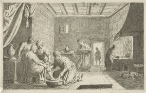Lot Washing the Feet of the Angels by Claes Moeyaert