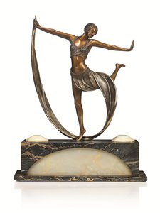 Art Deco figure with illuminated base, 