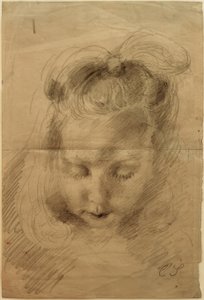 Girl with Closed Eyes and Hair Ribbon