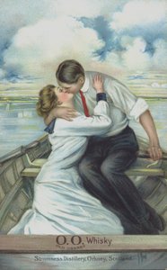 Couple Kissing in a Rowing Boat by Clarence F. Underwood