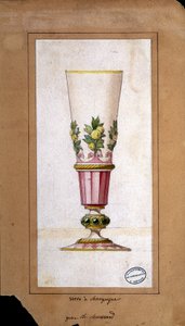 Decoration for champagne flutes, watercolour drawing, Claude-Aymé Chenavard