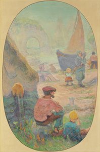 Fishermen at Etretat