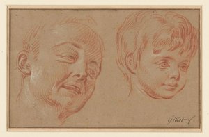 Sketch of Two Heads by Claude Gillot (possibly)