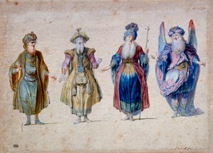 Four Priests of Theatre by Claude Gillot