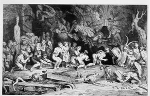 Tribute to the devil (Sabbath scene) - by Caylus after C. Gillot
