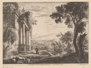 Landscape with Figures in Front of an Ancient Ruin by Claude Goyrand