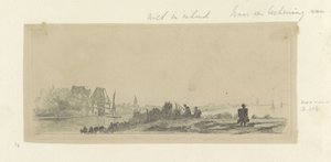 Landscape with Canal, Anglers, and Milkman by Claude Henri Watelet (possibly)