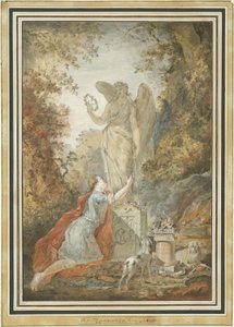 An Artist Adoring a Statue of Virtue by Claude Jean Baptiste Hoin