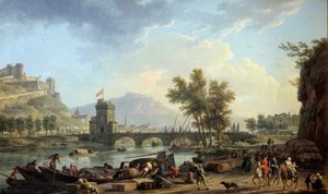 The Approaches of a Drill in 1774. Painting by Joseph Vernet (1714-1789) 1774. Montpellier, Musee Fabre