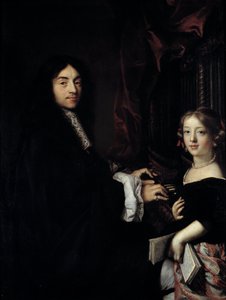Portrait of the organist Charles Couperin with the daughter of the painter by Claude Lefebvre