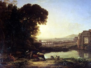 Cattle and Goats Drinking by a Ruin by Claude Lorrain