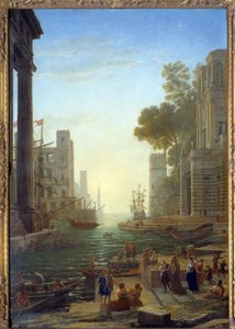 Landscape with the Boat of Saint Paula Romana at Ostia. Saint Paula Leaves Her Children to Travel to the Holy Land by Claude Lorrain