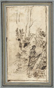 Young Woman Standing by a Fence in a Forest by Claude Lorrain