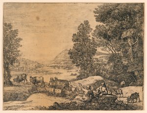 Shepherd and Shepherdess Conversing in a Landscape by Claude Lorrain
