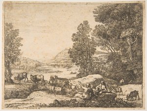 Shepherd and Shepherdess Conversing in a Landscape, ca. 1651 by Claude Lorrain