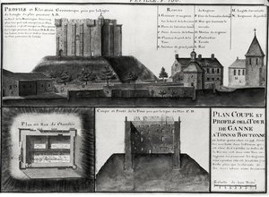 Cross-section and profile drawing of the Tour de Ganne at Tonnay Boutonne, from Recueil des Plans de Saintonge